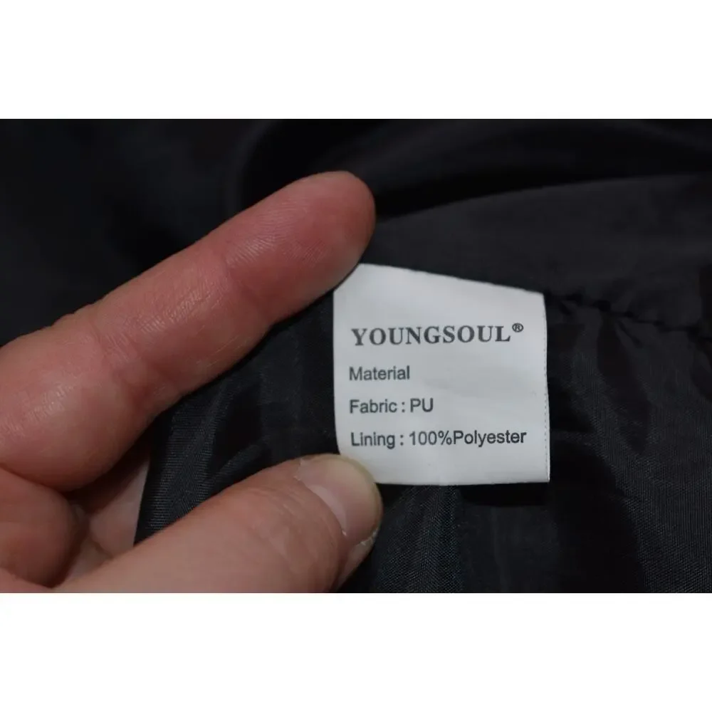 YoungSoul Kids Motorcycle Jacket Black Faux Leather Biker Coat Youth 130cm US 8